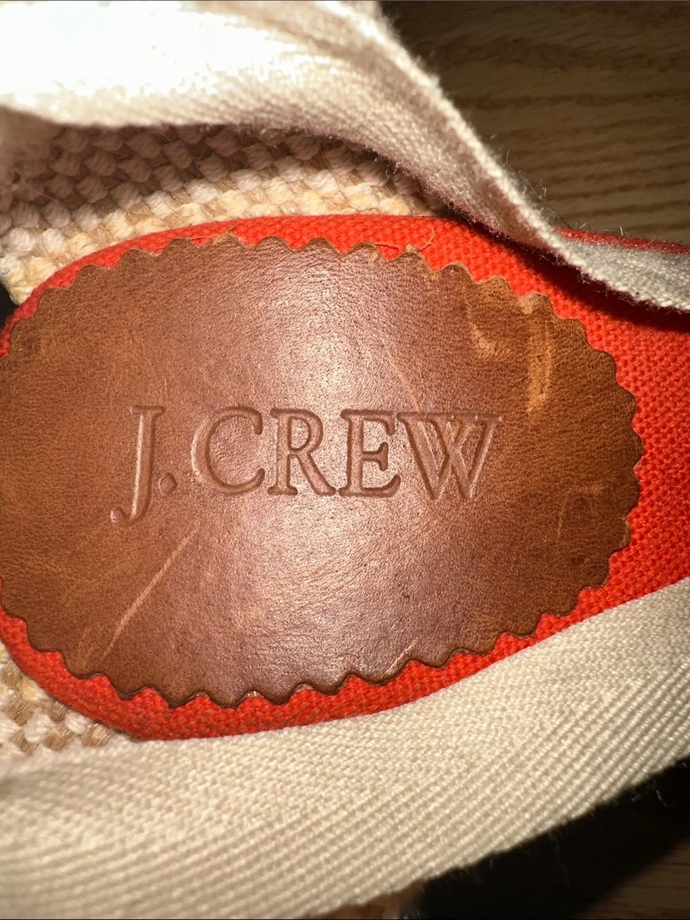 J. Crew Bright Orange Canvas Espadrille Wedge Sandals with Ankle Straps
